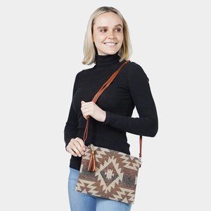 Brown Western Aztec Print Crossbody / Clutch Bag